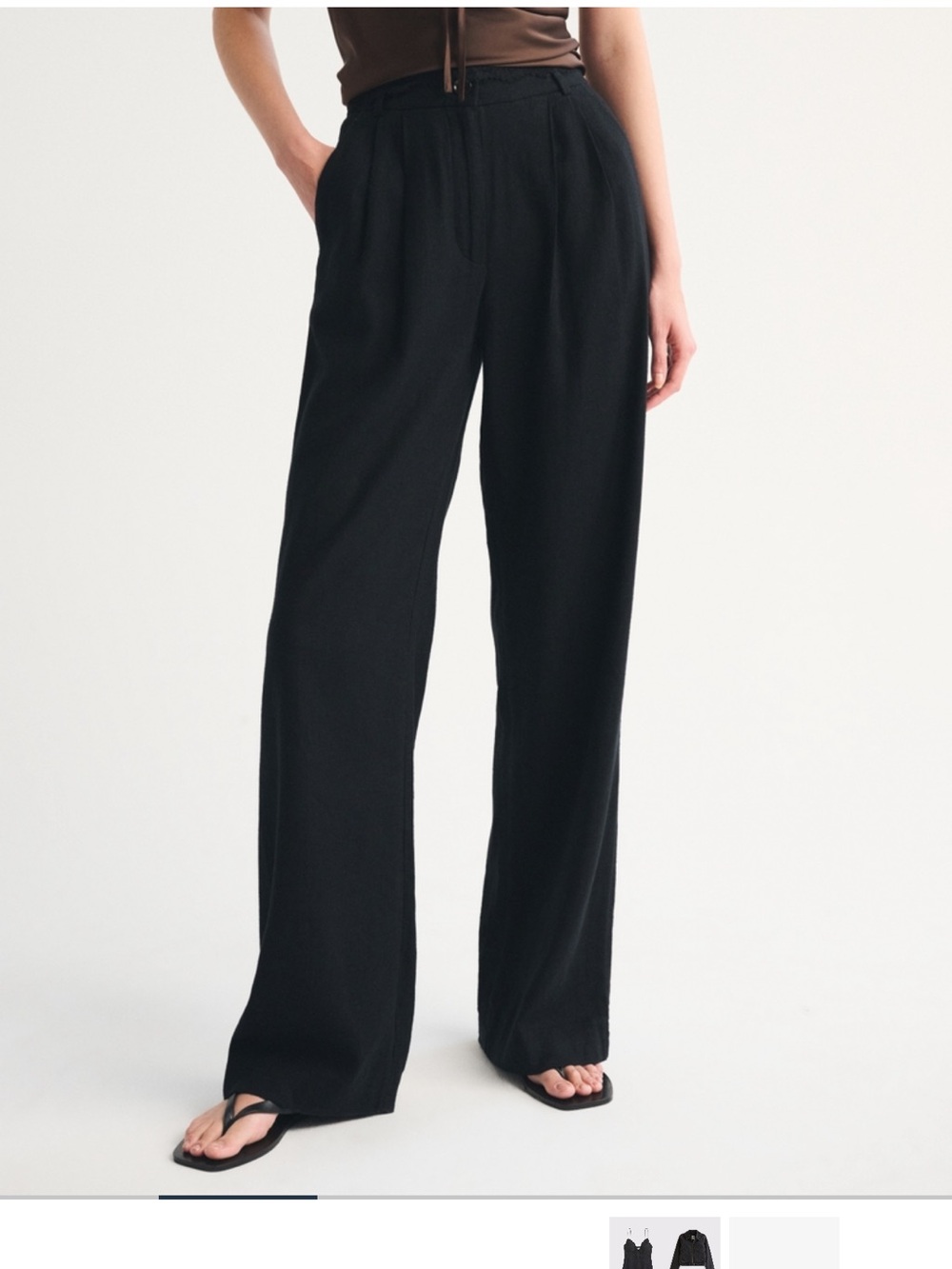 Abercrombie & Fitch Sloane Black Wide-Leg Linen pants